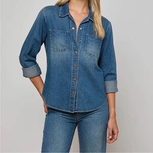 L’Agence Isla Blue Jeans Denim Shirt in Fresno Wash Size S